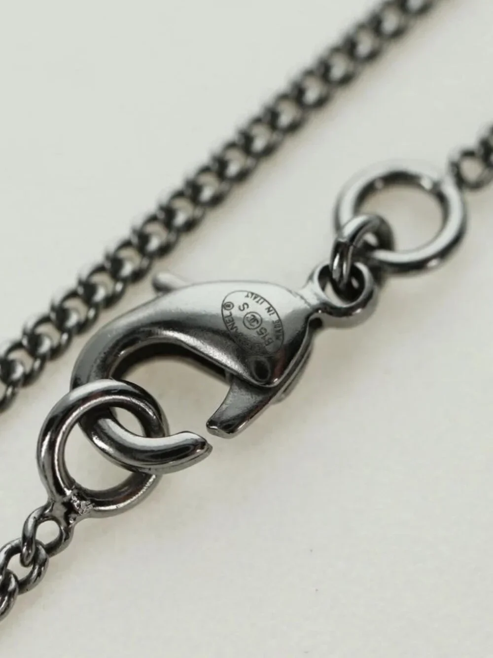 CHANEL COCO Mark Necklace metal Silver CC Auth 175104M